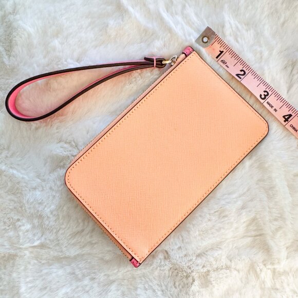 Kate Spade Lucy Small Zip Wristlet Colorblock Pink and Orange Leather - Picture 8 of 8